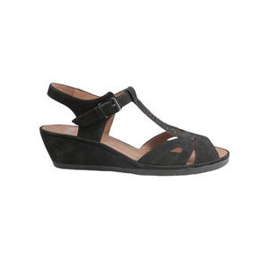 ara Black Charlotte Leather Wedge Sandal Women's 41 / US 9.5 NIB